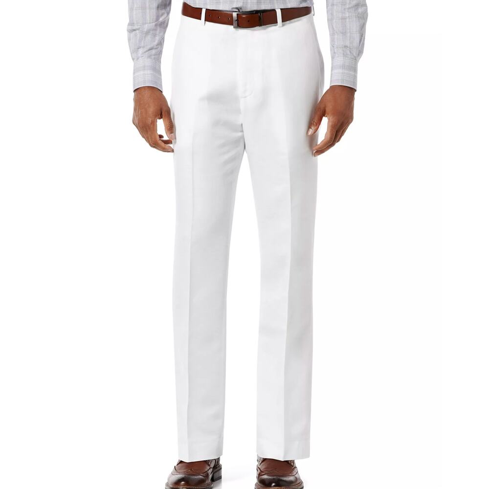 Perry Ellis Men's Linen Blend Suit Pants White Size 34x30 Flat Front NWT Wedding